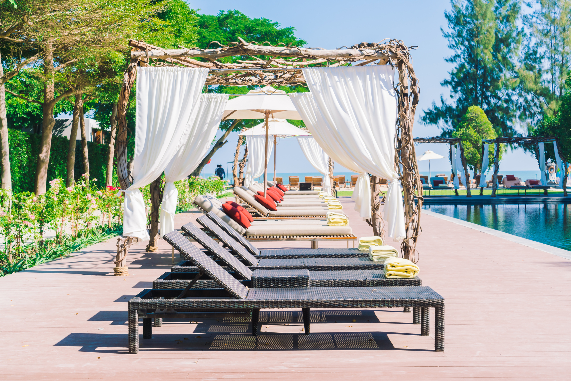 Outdoor wedding ceremony at resort